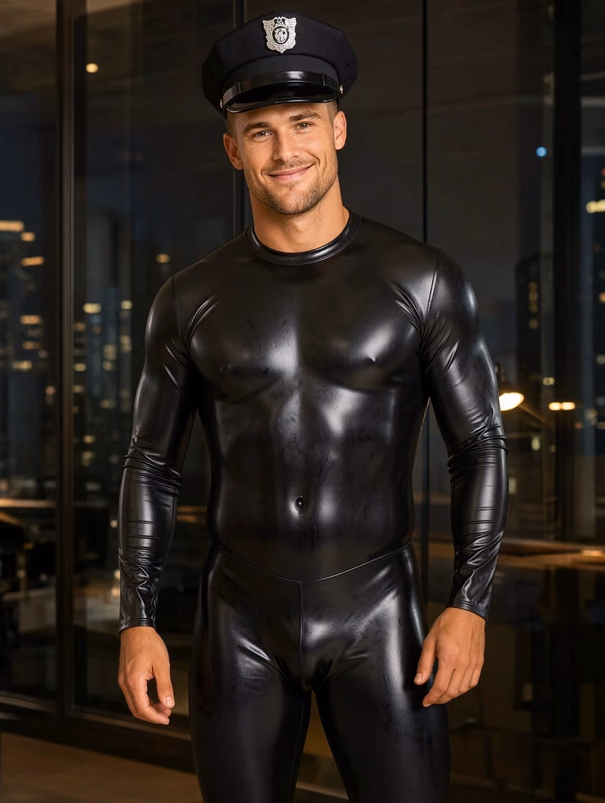 In Police Latex AI photo effect – example made from a photo